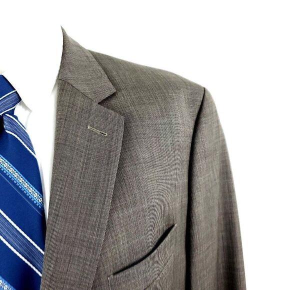 Joe Joseph Abboud Wool 2 Button Blazer 42R Beige Nailshead Jacket - Picture 2 of 10